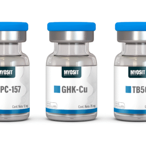 Vial de Glow Stack (GHK-Cu, BPC-157, TB-500) para regeneración de piel y colágeno Myosfit México